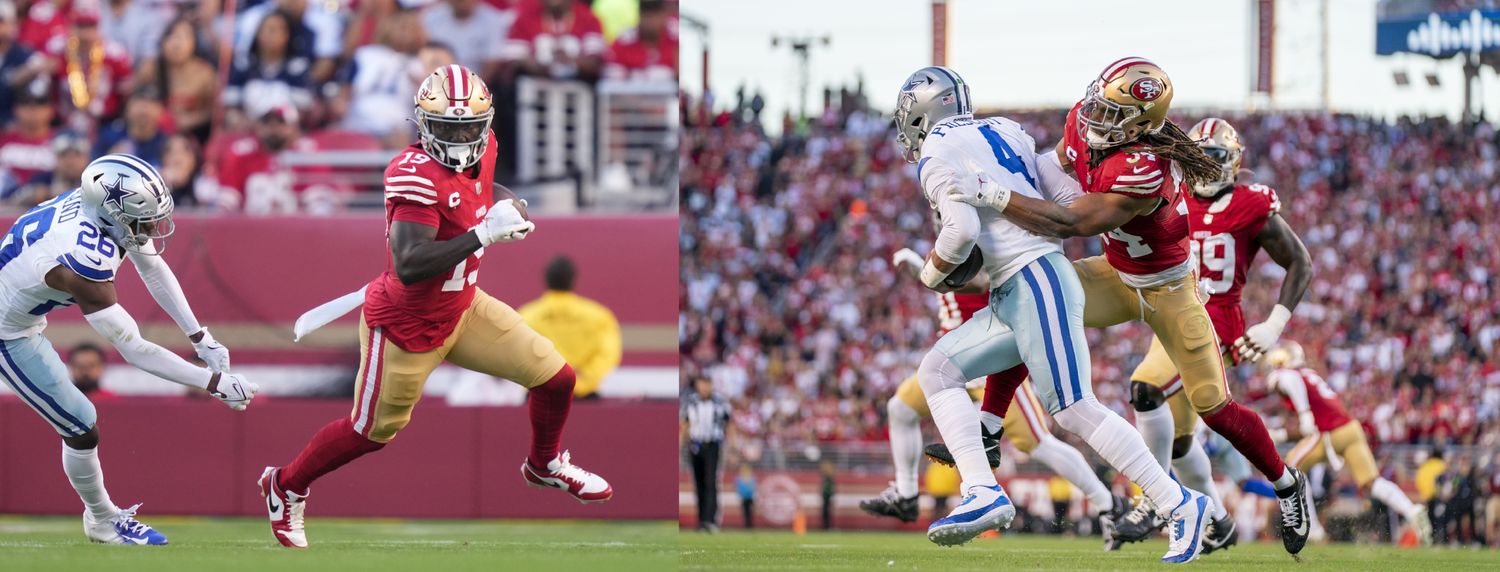 Deebo Samuel and Dak Prescott during the NFL game between the San Francisco 49ers and Dallas Cowboys.